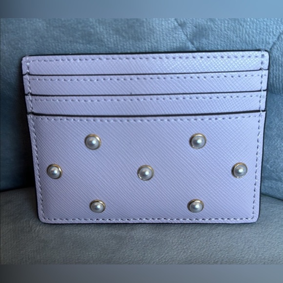 NWT, Kate ♠️Spade card case, Pink with White Pearls - Picture 5 of 6